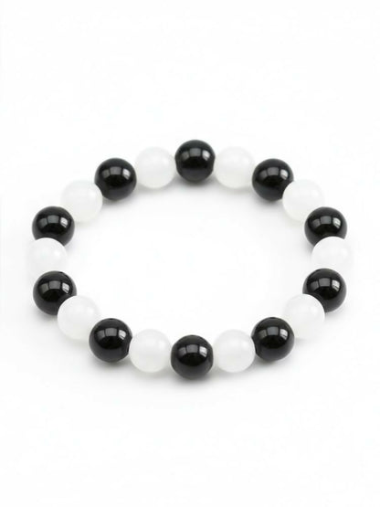 NVR Black & White Beaded Bracelet for Men & Women - Distacart