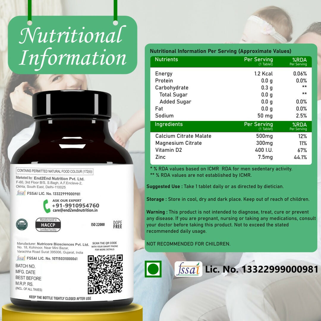 End2End Nutrition Calcium Vitamin D Tablets - Distacart