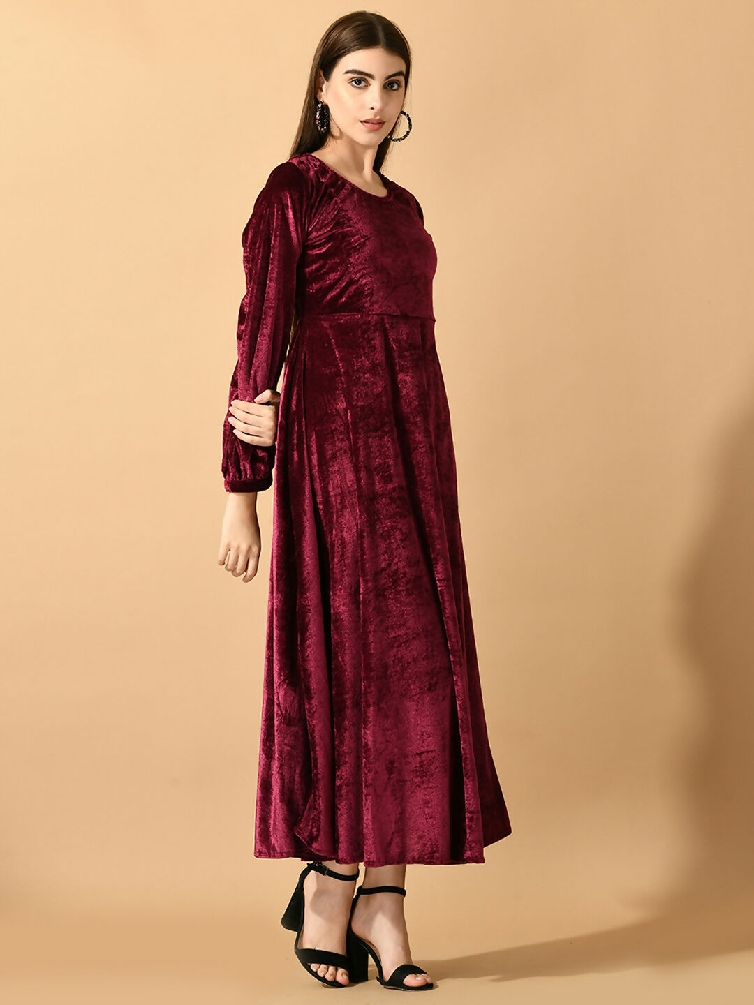 Myshka Women's Violet Fit and Flare Party Dress - Distacart