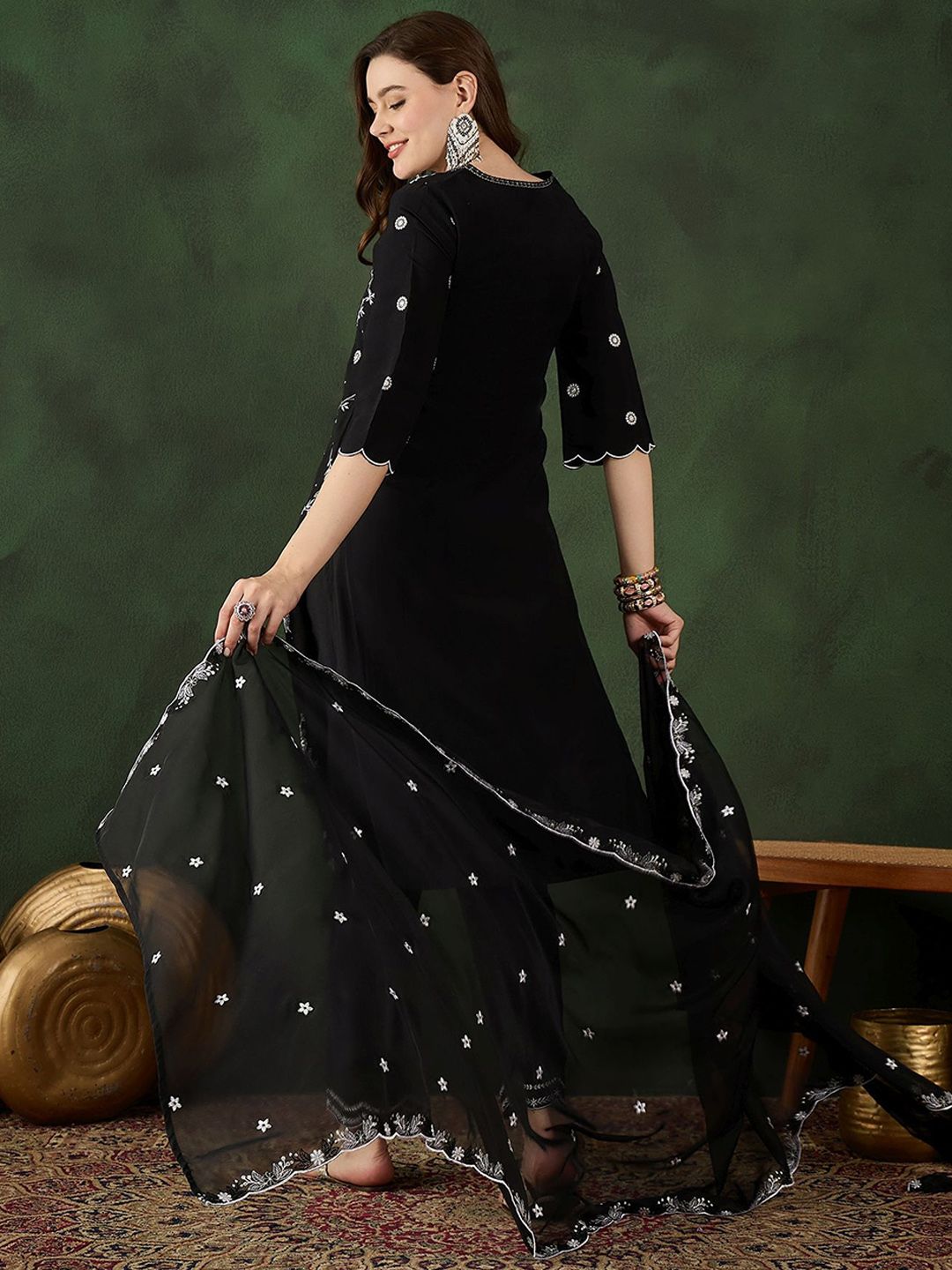 Sangria Embroidered Kurta & Trouser With Dupatta