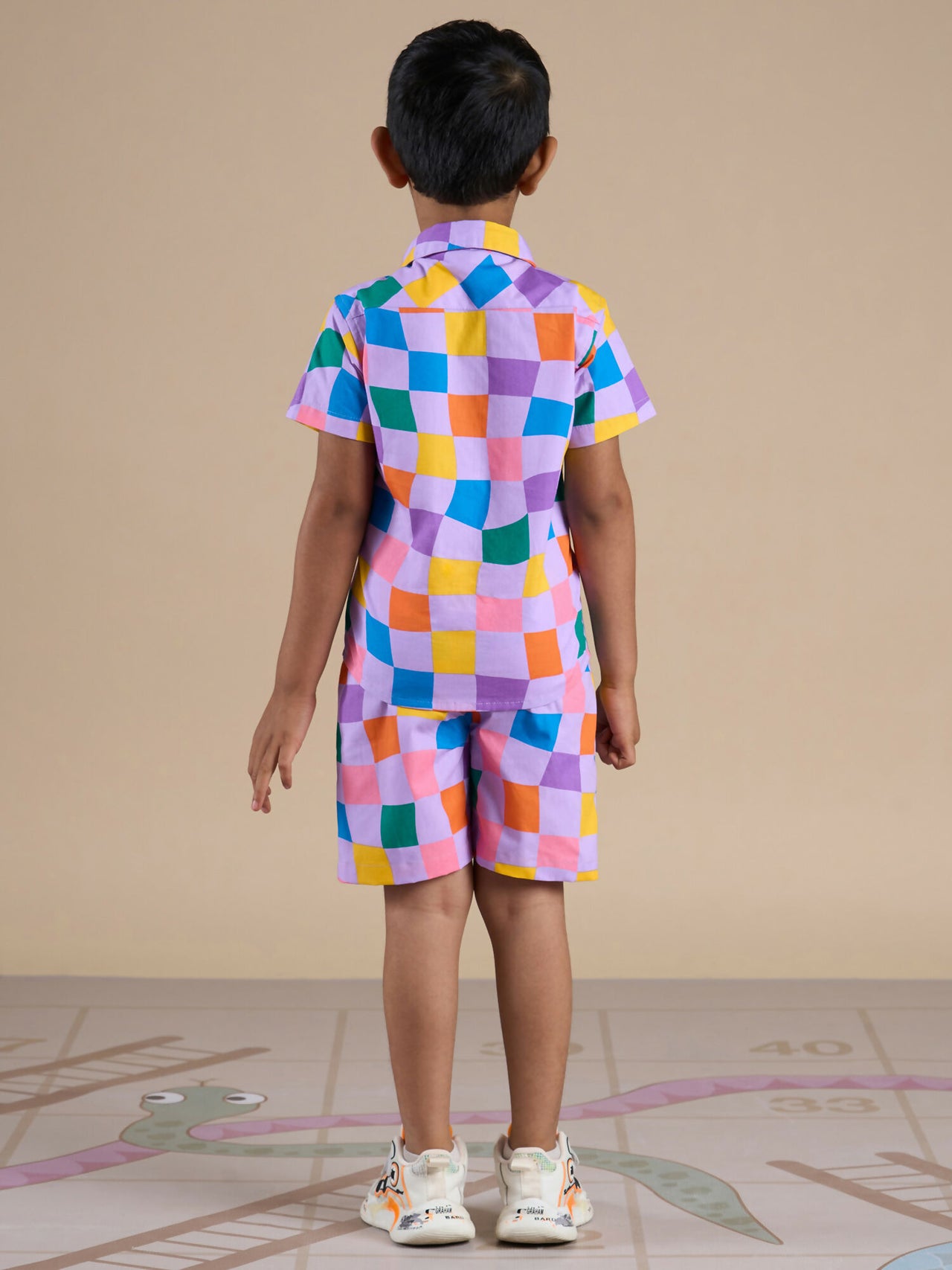 Snakes and Ladders Boys Multi Color Rotary Print Shirt and Boxer Set from Siblings Collection - Distacart
