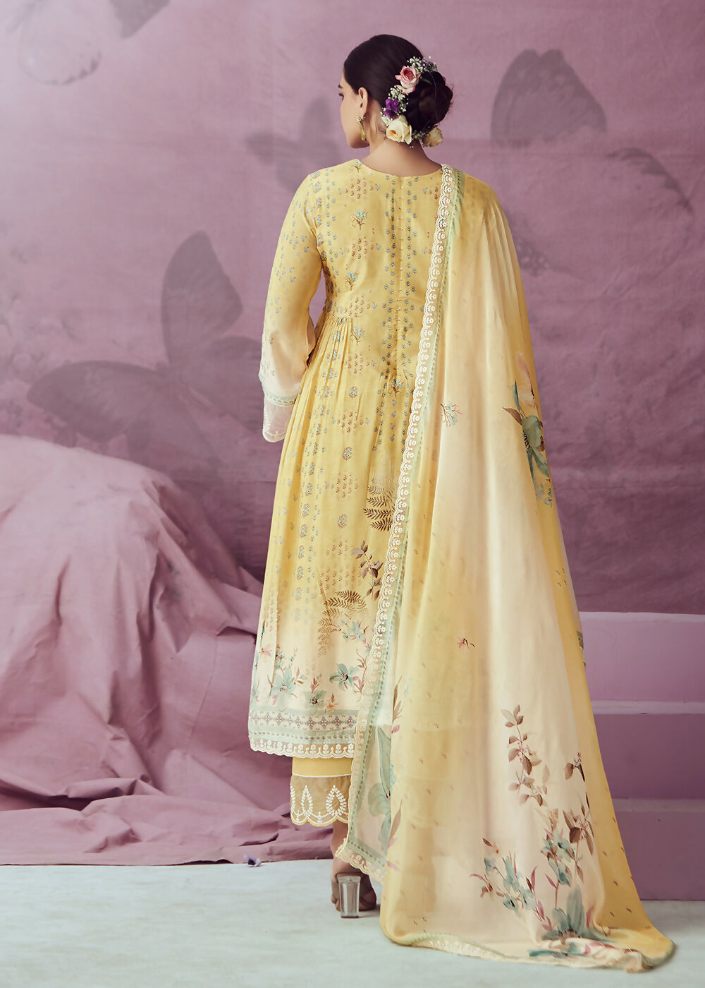 Yellow Muslin Cotton Printed Trendy Salwar Kurta Set - Emponline - Distacart