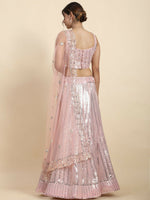 Thumbnail for Jyoti Fashion Premium Pink Faux Georgette 3MM & 7MM Sequins Embroidery Lehenga Choli with Dupatta - Distacart