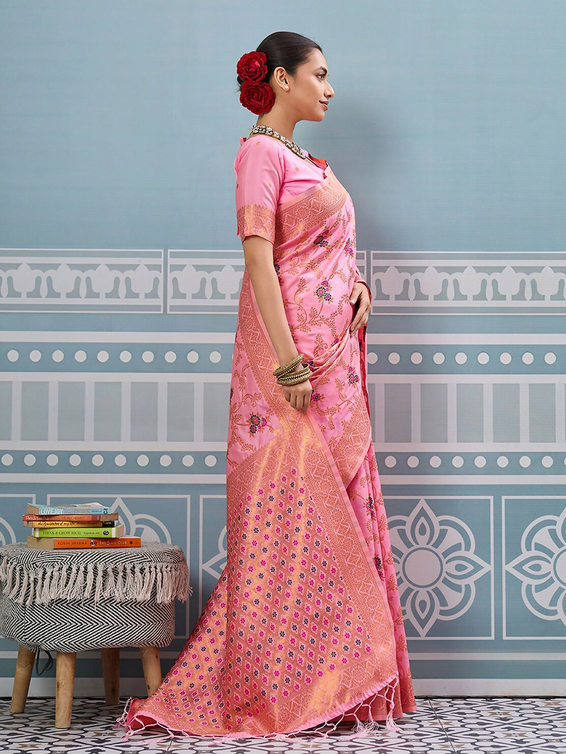 Shree Shyam Fashion Light Pink Silk Saree - Distacart