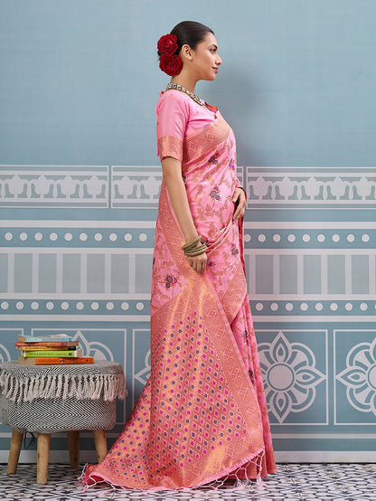 Shree Shyam Fashion Light Pink Silk Saree - Distacart