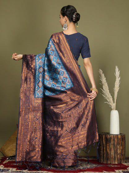 Shree Shyam Fashion Lichi Silk Sky Blue Saree - Distacart