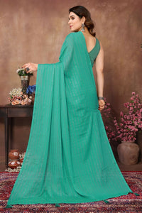 Thumbnail for Aafreen Partywear Designer Firozi Rangoli Silk Fancy Saree - Distacart