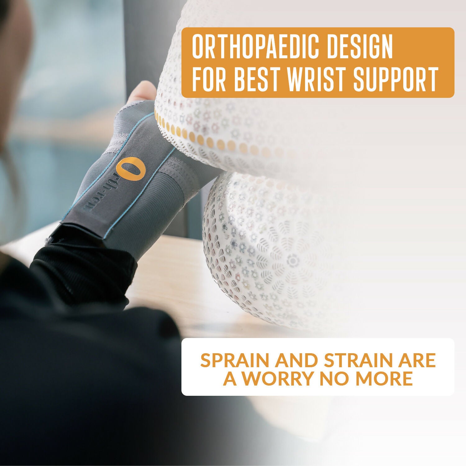 Orth-rem Elastic Wrist Support Brace For Right Hand with Removable Aluminum Splint