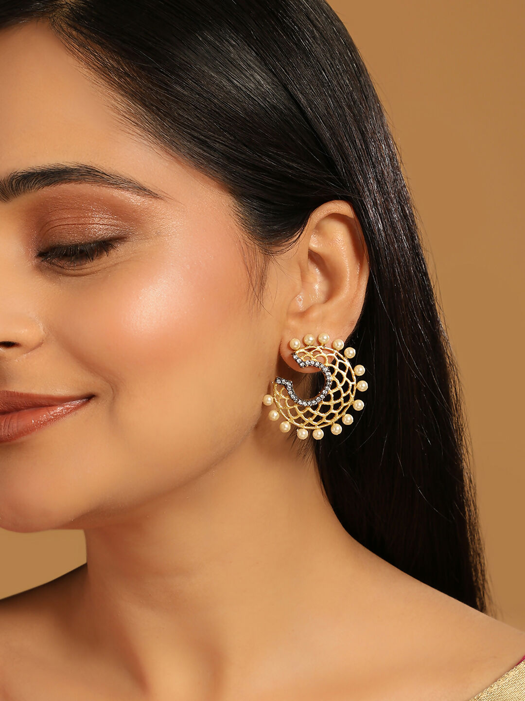 Nuyug 22K Gold Plated Celestial Filigree Earrings