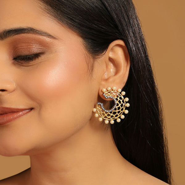 Nuyug 22K Gold Plated Celestial Filigree Earrings