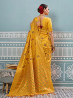 Thumbnail for Astita Yellow Silk Saree
