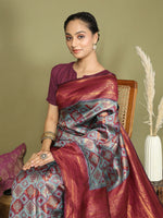 Thumbnail for Astita Lichi Silk Teal Saree