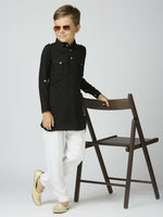 Thumbnail for Joban Fashion Kids Island Full Sleeves Cotton Pathani Kurta and Pyjama Set - Black - Distacart
