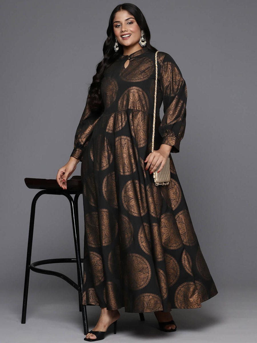 Ahalyaa Women's Traditional wear Ethnic Dress - Black - Distacart