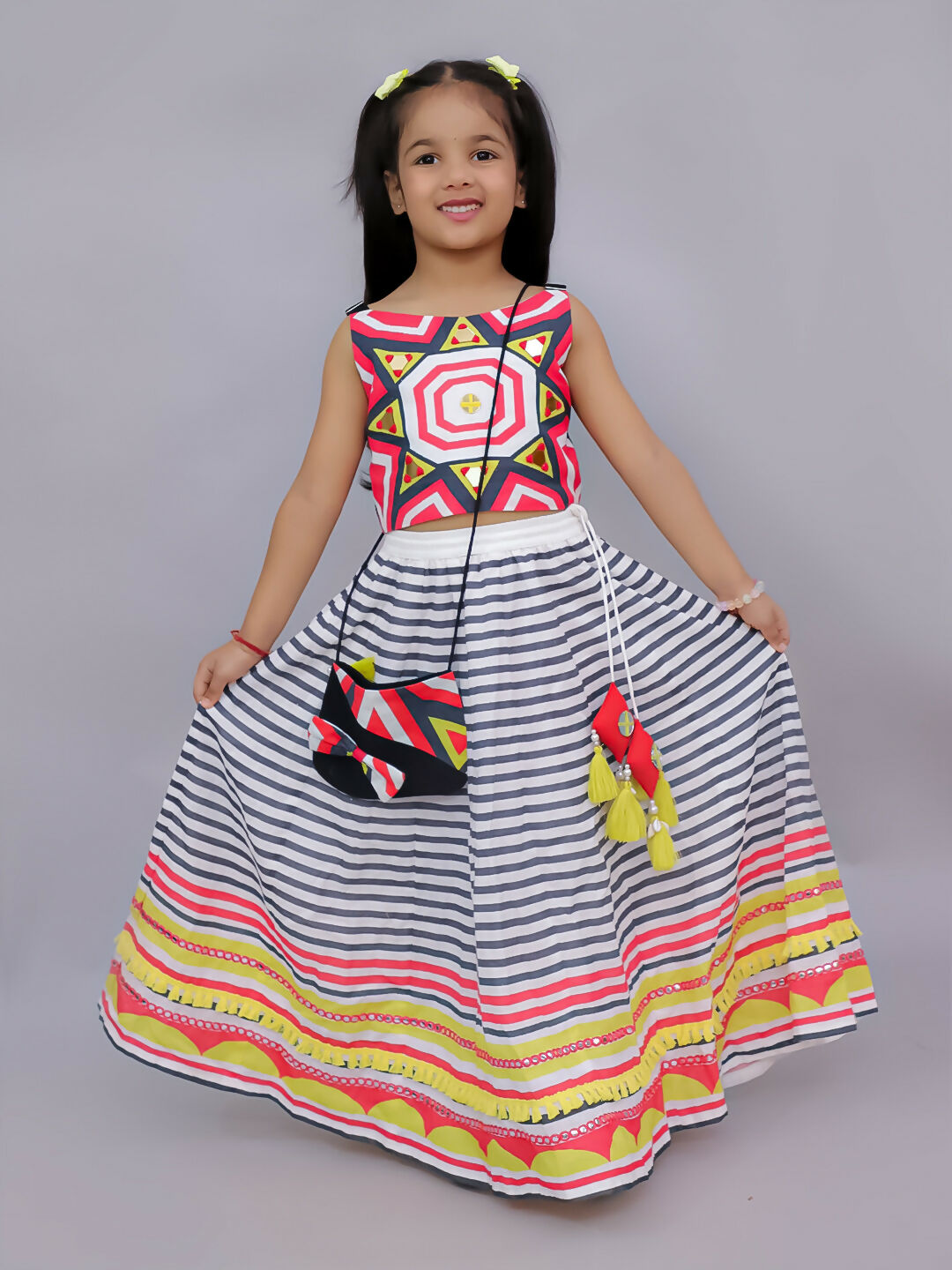 Lil Drama Shor-Gul Multicolor Lehanga Choli Set for Girls