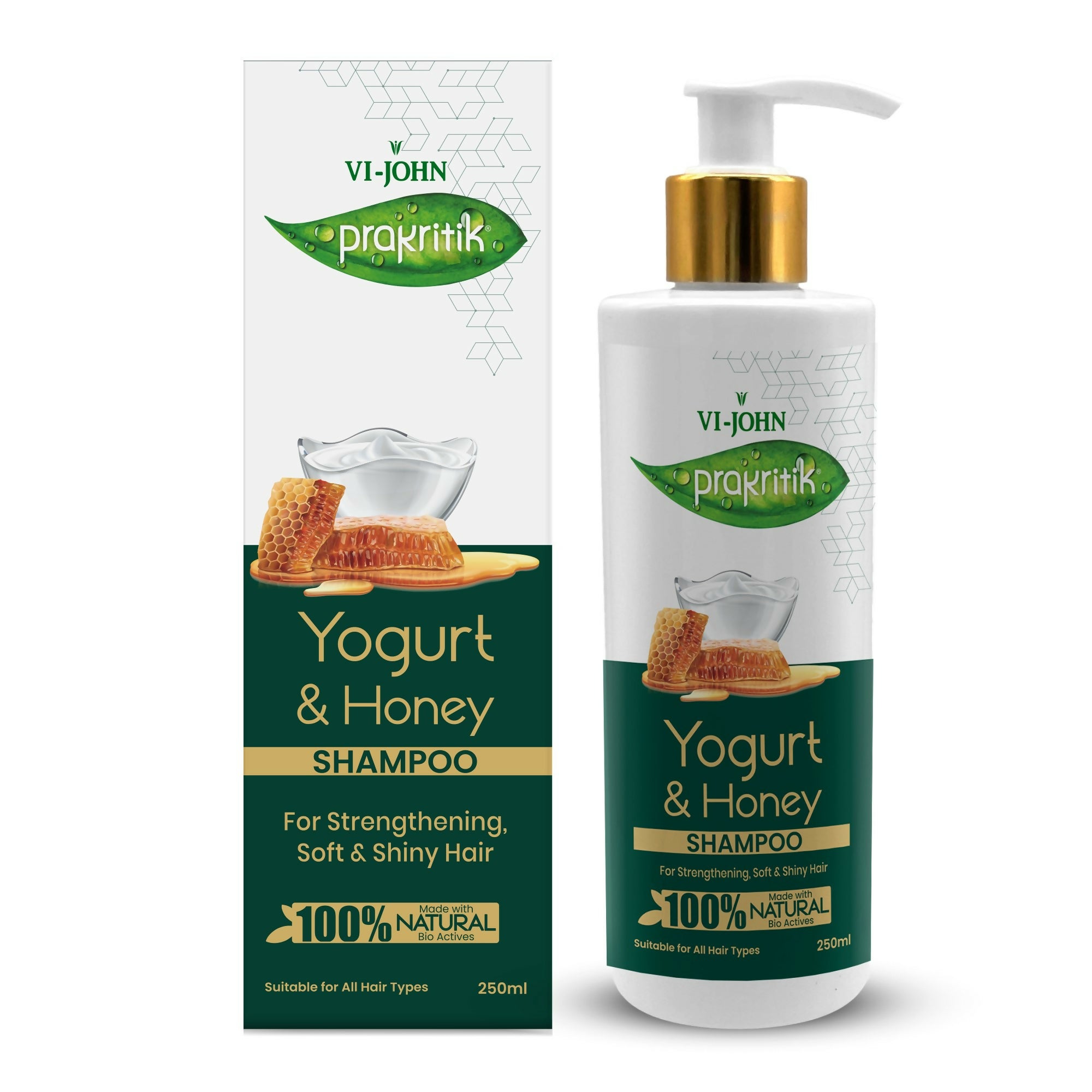 VI-JOHN Prakritik Yogurt & Honey Shampoo Cleanses Scalp, Made With 100% Natural Bio Actives