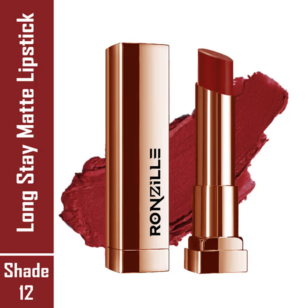 Ronzille Natural Colored Long Stay Matte Lipstick - Shade 12 - Dista