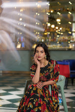 Thumbnail for Lorenvalley Fashion Black Tasar Silk Printed And Iconic Sparkle with Lace Border Lehenga Choli with Dupatta - Dista