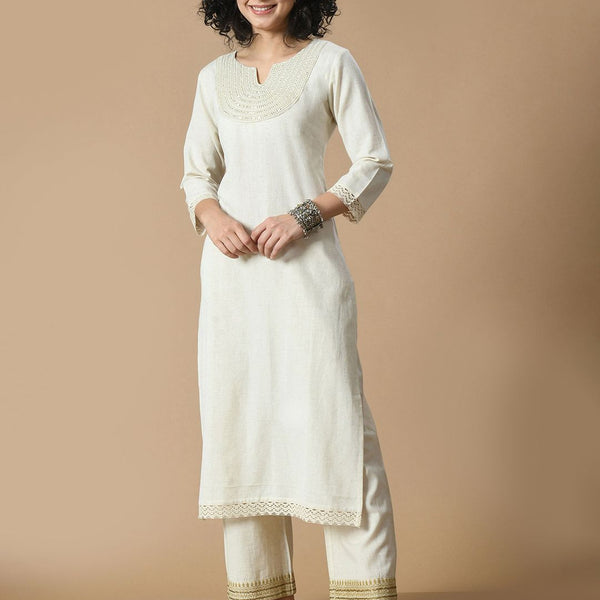 Sangria Sequined Pure Cotton A-Line Kurta - Distacart