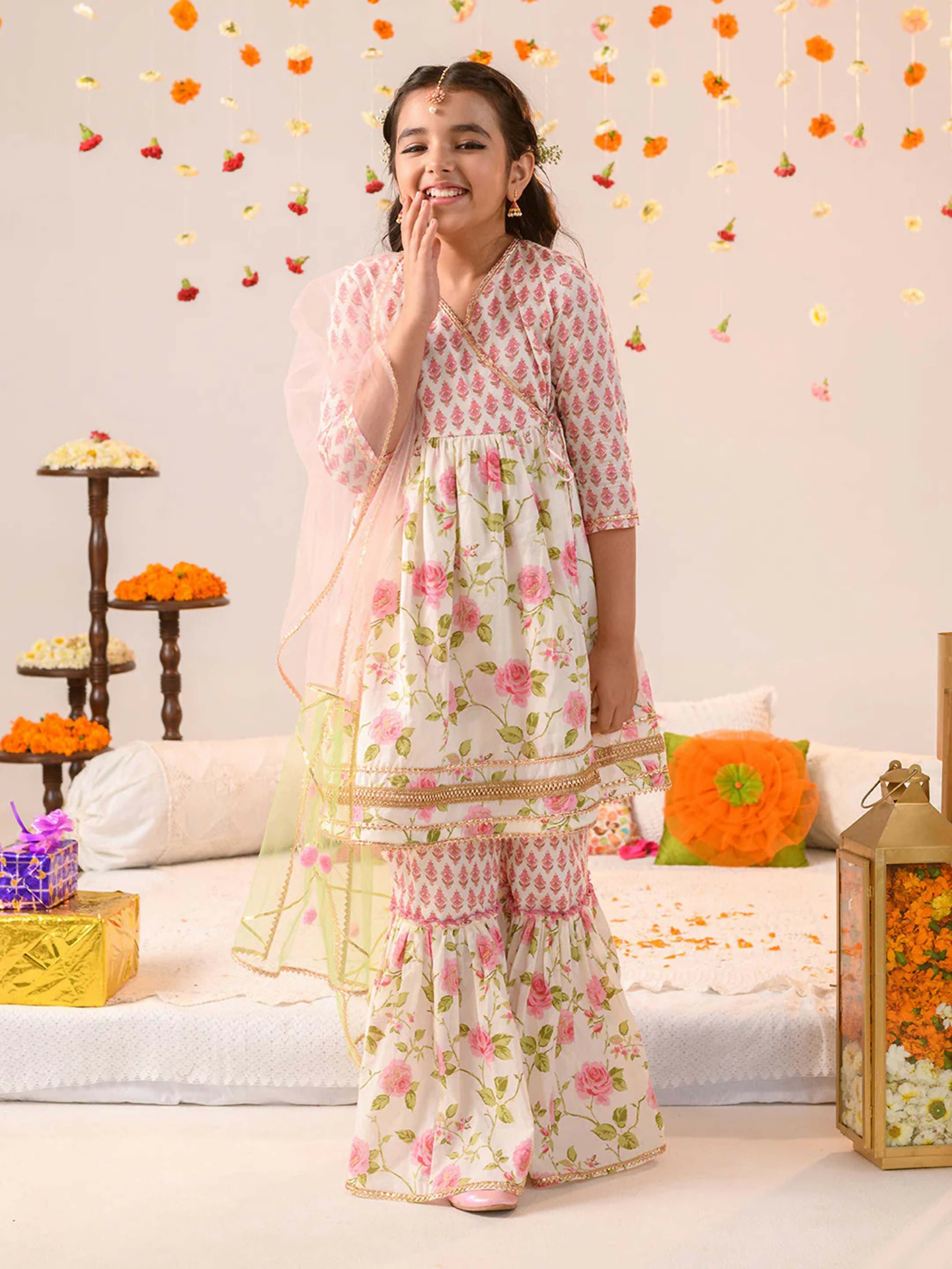 Joban Fashion Girl's Multi Color Sharara Set