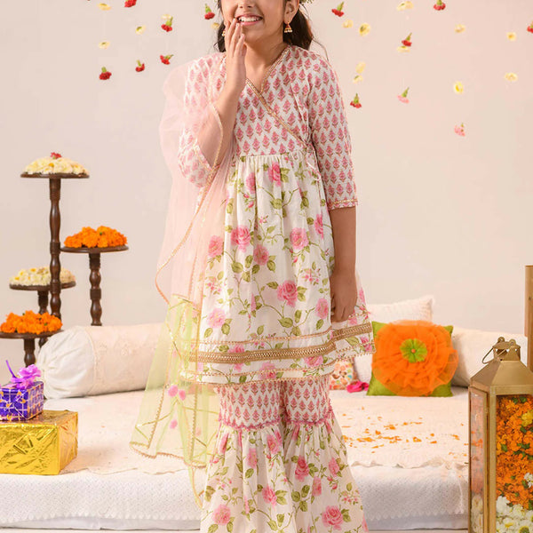 Joban Fashion Girl's Multi Color Sharara Set