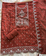 Thumbnail for KC Orange Wedding Wear Embroidered Crush Silk Salwar Suit - Dista