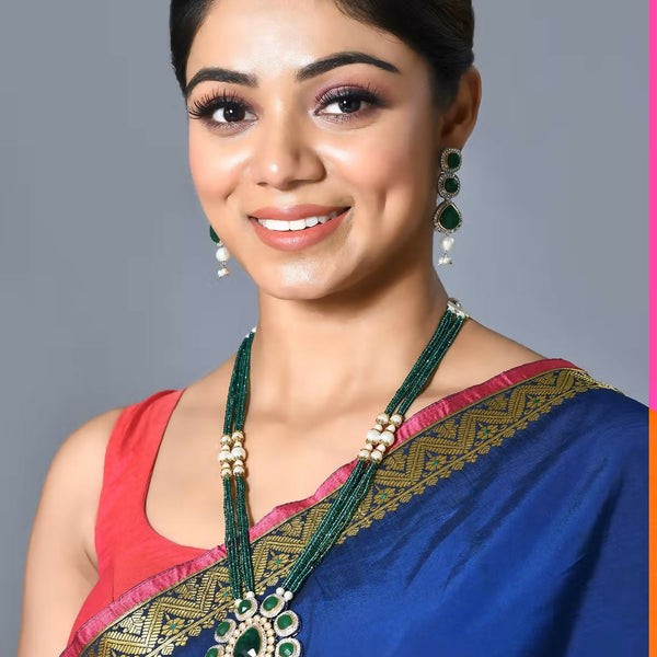 Joban Fashion Women Golden White Green Pendant Set With Earrings - Distacart