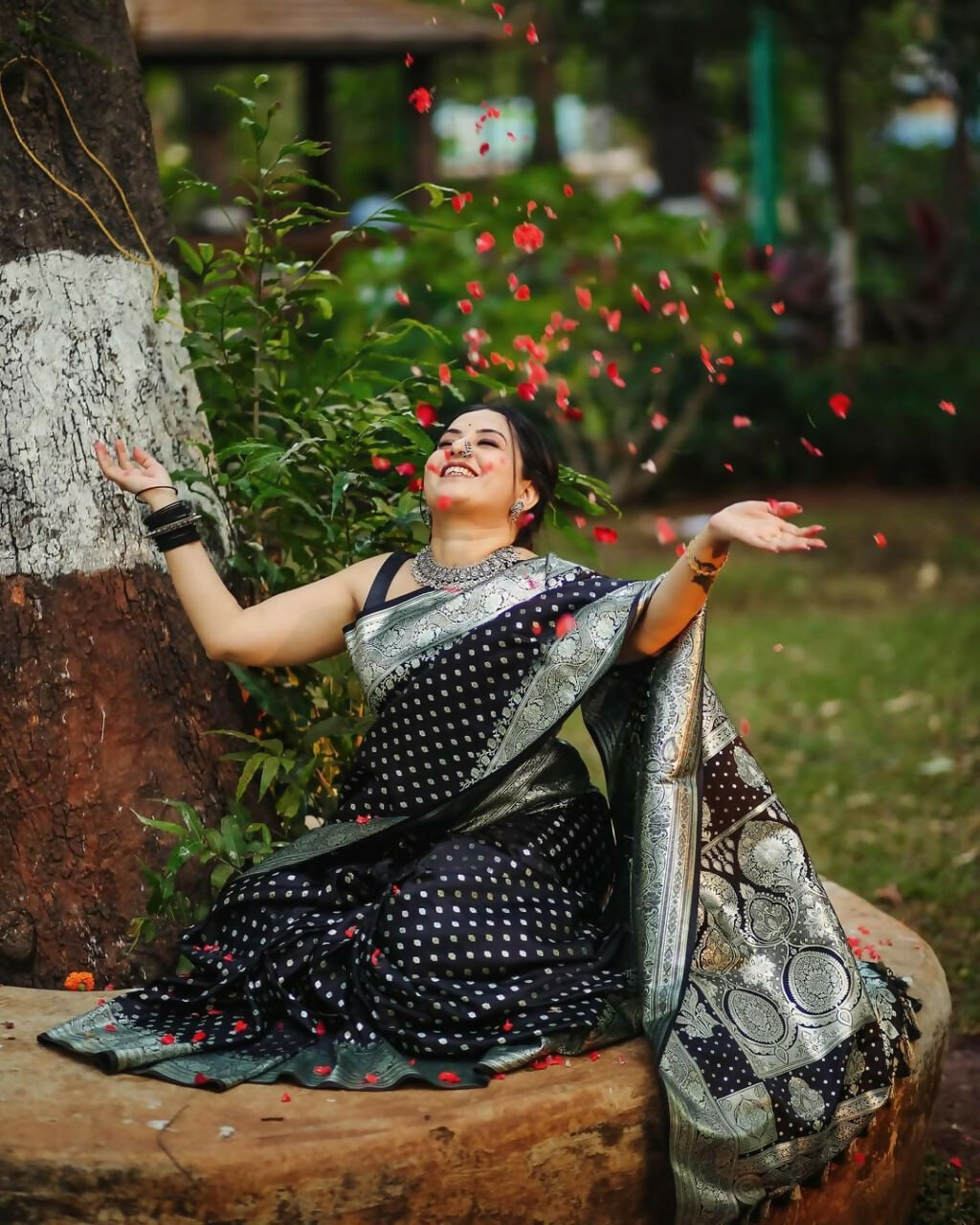 Preksha Creation Banarasi Soft Silk Women Black Saree - Distacart