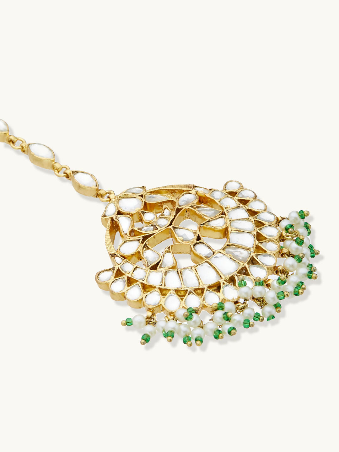 Nuyug 22K Gold-Plated Crystal & Pearl Studded Matha Patti
