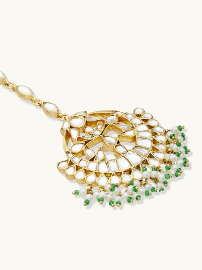 Nuyug 22K Gold-Plated Crystal & Pearl Studded Matha Patti - Distacart