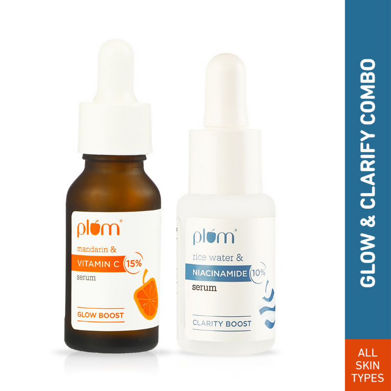Plum Glow & Clarify Serum Combo - 15% Vitamin C Face Serum + 10% Niacinamide Face Serum - Distacart