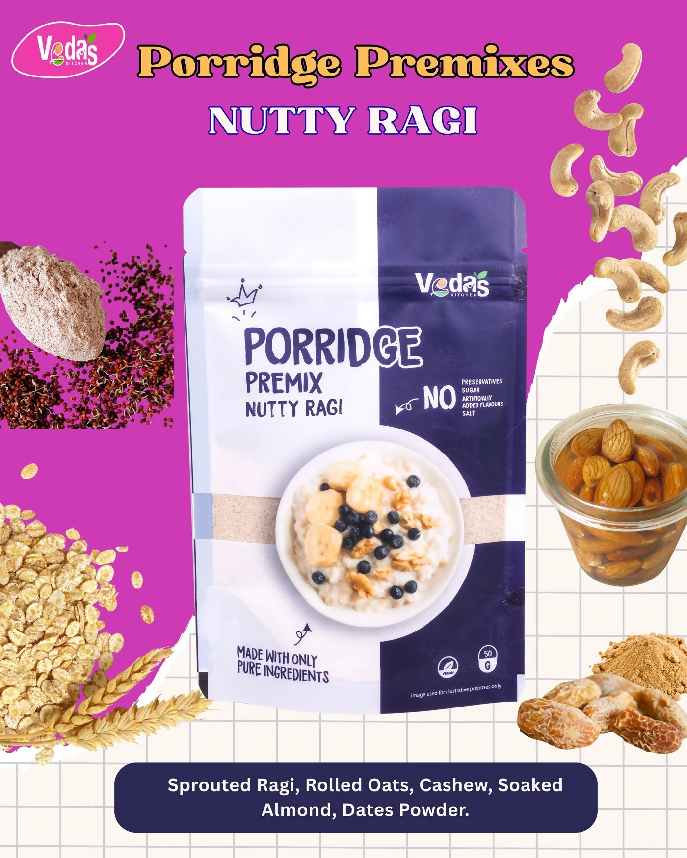 Vedas Kitchen Nutty Ragi Porridge - Dista