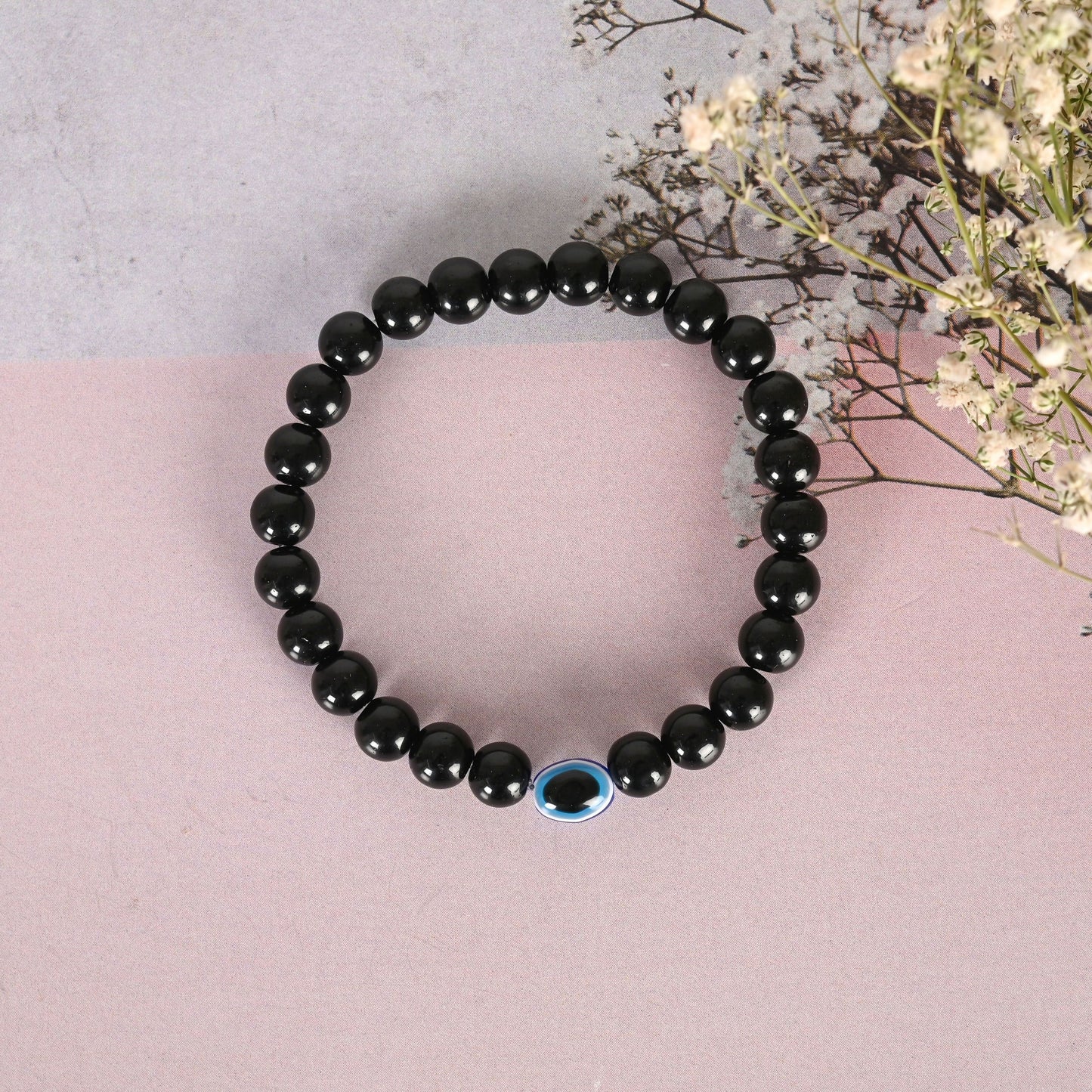 NVR Men & Women Marble Crystal Beaded Elasticated Bracelet - Distacart