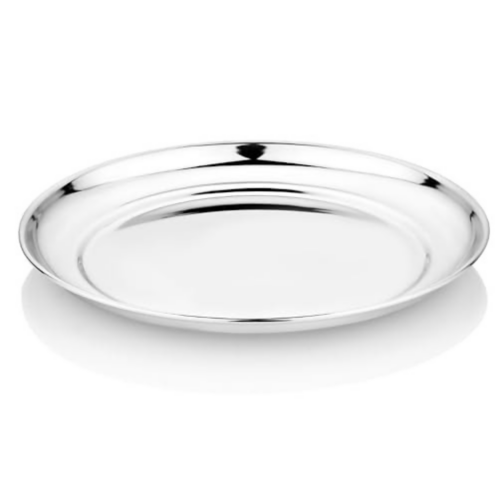 Vinod Stainless Steel Rajbhog Plate, Lunch & Dinner Plate - 28.5 cm - Dista