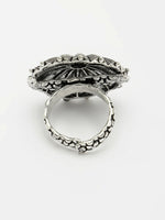 Thumbnail for NVR Women's Silver-Toned Floral Shape Adjustable Finger Ring - Distacart