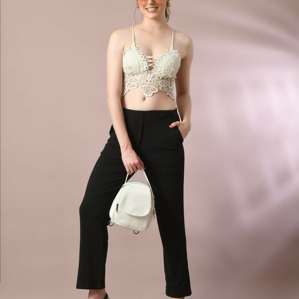 Myshka Women'sBlack Solid Party Straight Trousers - Distacart