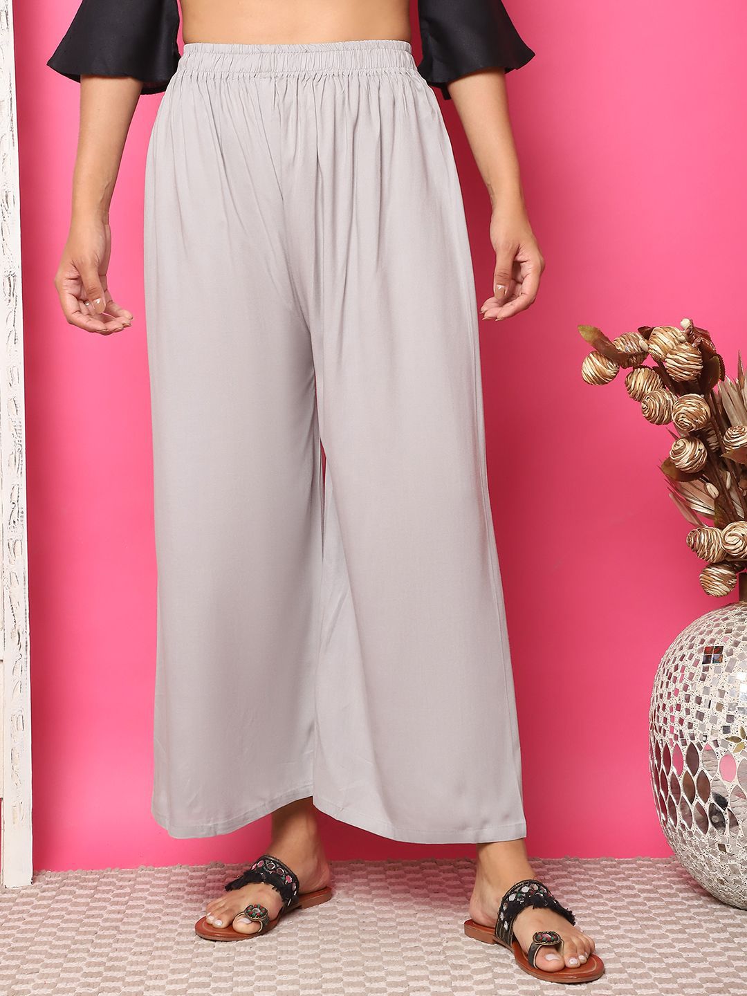 TAG 7 Women High Rise Flared Palazzos - Distacart