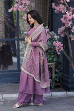 Thumbnail for Jyoti Fashion Women's Onion Tabby Silk Designer Kurta with Trouser & Dupatta - Distacart
