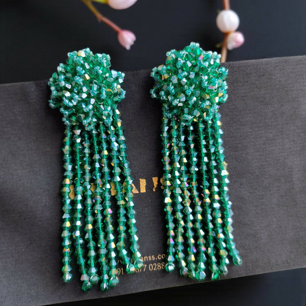 Inhanns Handmade Crystal Waterfall Earrings - Long - Sea Green Big - Distacart