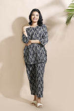 Thumbnail for Breathables Abstract Cotton Co-Ord Set – Black - Dista