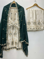 Thumbnail for Teeya Creation Green Color Chinon Silk Party Wear Trending Palazzo Set - Distacart