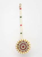Thumbnail for NVR Women's Gold-Polished CZ Stone-Studded Borla Maang Tikka - Distacart