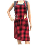 Thumbnail for Pixel Home Cotton Apron Check Kitchen-Red Checked - Dista