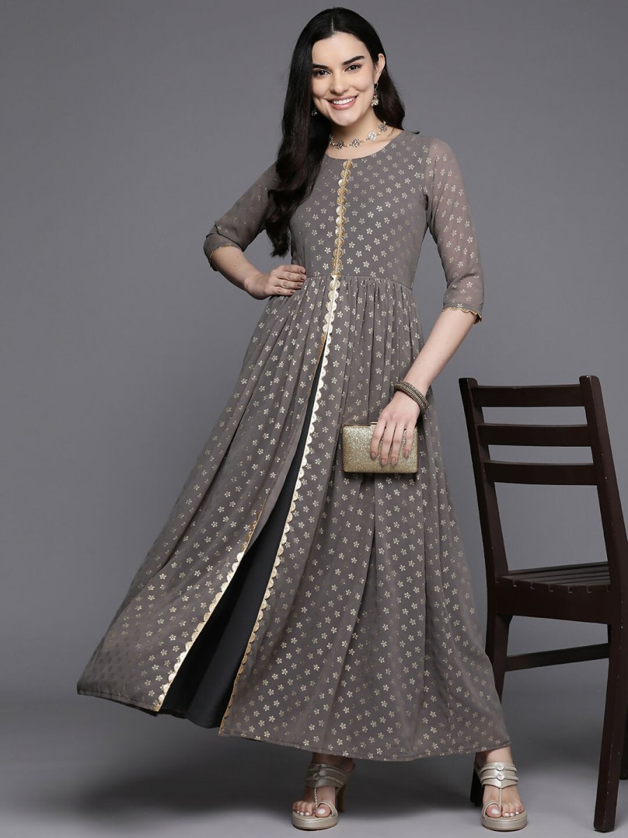 Ahalyaa Women's Traditional wear Kurta Set - Grey - Distacart