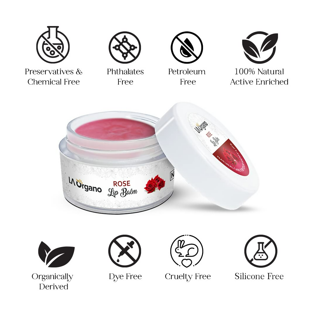LA Organo Rose Lip Balm For Dry Chapped Lips - Distacart