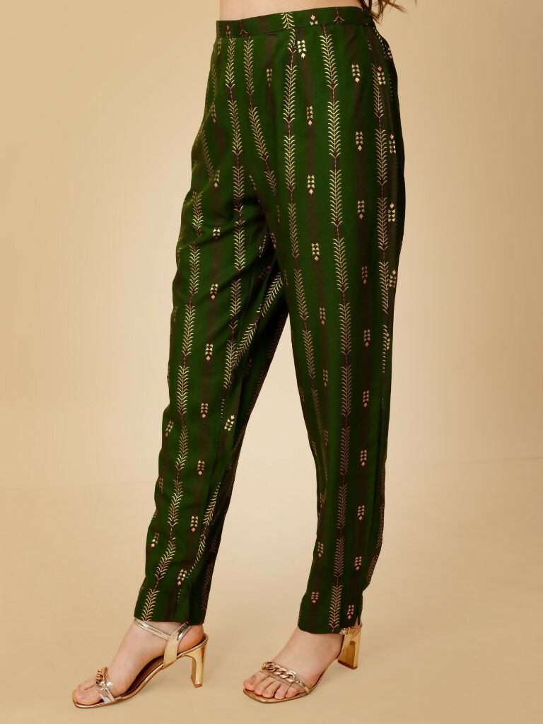 Jyoti Fashion Women's Green Viscose Rayon Embroidered Kurta Pant Set - Distacart