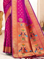 Thumbnail for Astita Paithani Silk Purple Saree