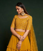 Thumbnail for Aastha Fashion Women's Mustard Faux Georgette Thread & Sequins Embroidery Party Wear Lehenga Choli - Distacart