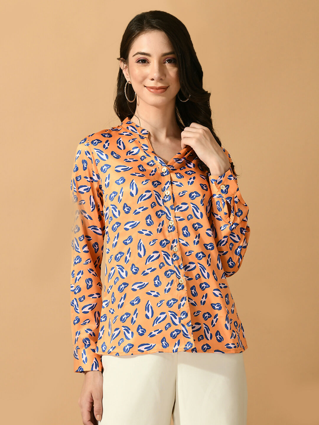 Myshka Women's Multi Satin Printed Smart Shirt - Distacart