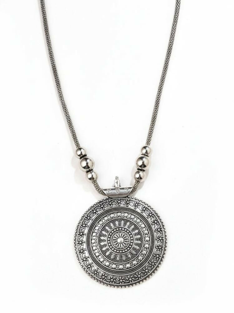 NVR Women Round Mandaliya Silver Plated Necklace - Distacart